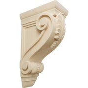 Ekena Millwork 4 3/4"W x 8"D x 13 1/4"H Large Fig Leaf Corbel, Rubberwood COR04X08X13FIRW